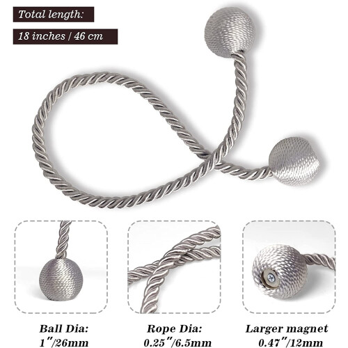 Μαγνητικά Δεσίματα Κουρτινών Grey2Pack, συμβατά με χοντρές ή λεπτές κουρτίνες, 1