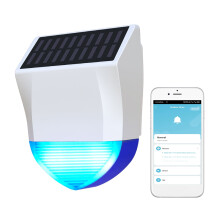 Htovila Solcellsdriven Wifi-larm BT5.0 Smart larm IPX5 Vattentät Realtidsljud Ljuslarm APP-kontroll Intelligent länkning Hemenhet