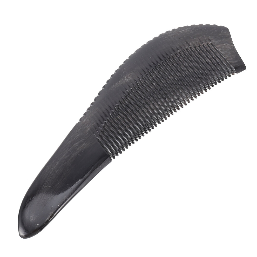 Unisex Black Mens Combs For Hair Buffalo Horn Wide Tooth Massage Scraping Scalp Portable Man