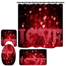 1/3/4 pièces Rideau de douche imprimé en 3D, tapis de sol, couvre-toilettes, cadeau idéal pour la Saint-Valentin, un anniversaire ou toute autre