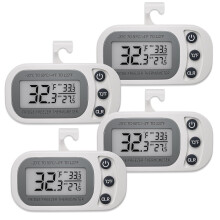 Digitale koelkastthermometer (2 stuks), thermometer met groot lcd-scherm, standaard en magnetische achterkant, voor kamer en keuken - zwart