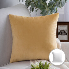 Phantoscope Soft Silky Velvet Series Decorative Throw Pillow, 20" x 20", Light Brown, 1 Pack