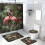 Σετ κουρτινών μπάνιου Pink Flamingo με αντιολισθητικό χαλί, κάλυμμα καπακιού 1