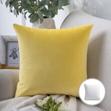 Phantoscope Soft Silky Velvet Series Decorative Throw Pillow, 20" x 20", Yellow, 1 Pack