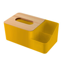 Boîte à mouchoirs de bureau multifonctionnelle XIUH avec couvercle en bois, compatible avec les télécommandes et les fournitures de bureau.