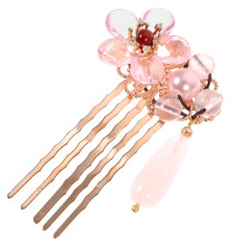 1 pezzo di fermaglio per capelli con nappe in stile cinese, fiore artificiale, bacchetta per capelli, copricapo