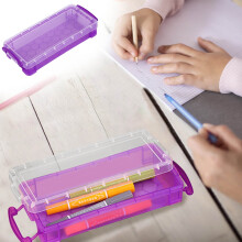 Estojo de lápis empilhável Txmfgh em plástico: Caixa transparente de grande capacidade com tampa de encaixe - Organizador elegante para materiais