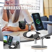 Viflosae 3-i-1 trådlös laddare kompatibel med iPhone, snabb magnetisk laddningsstation för 13/12/12Pro/Pro Max/Mini