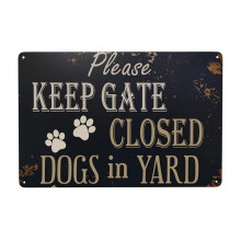 Bitte Tor geschlossen halten, Hunde im Garten, Retro-Vintage-Metallschild, Dekoration für Rasen, Garten, Größe: 8 x 12 Zoll