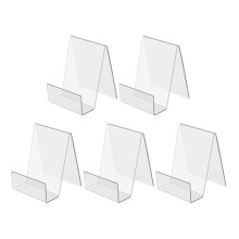 Displayplanken met transparante boekenplank en acrylhouder.