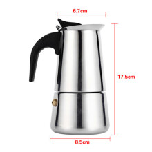 Cafetière Moka à percolation en acier inoxydable pour cuisinière, usage domestique et bureau (200 ml)