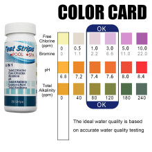 6 In 1 Pool Test Strips, Two Boxes of 100 pieces Chlorine Dip Test Strips Hot Tub SPA Swimming Pool PH Tester Paper