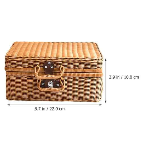 Eease Wicker Picnic Basket Storage Box Βαλίτσα Lunch Box Ράφι Κάδου Organizer Props 1