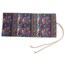 Bolsa para ferramentas, estojo para canetas coloridas, estojo multifuncional para lápis, cortina de lona estilo folclórico.