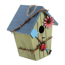 Wooden Bird House Rustic Weatherproof Hanging Shelter for Garden and Outdoor Balcony