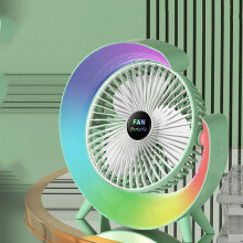 Portable USB Fan with Colorful Atmosphere Light, 180 Oscillation, USBC Charging, Green