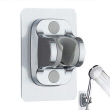 SelfAdhesive Adjustable Shower Head Holder with 45 Angle Wall Mounted No Drill Bracket Silver