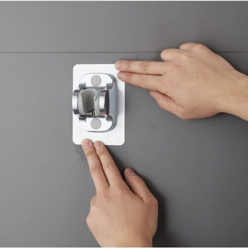 SelfAdhesive Adjustable Shower Head Holder with 45 Angle Wall Mounted No Drill Bracket Silver 2