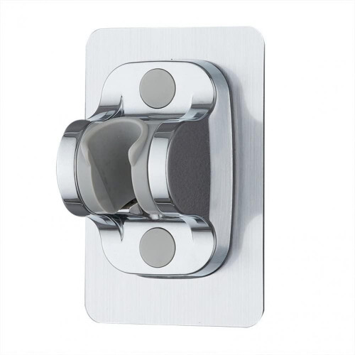 SelfAdhesive Adjustable Shower Head Holder with 45 Angle Wall Mounted No Drill Bracket Silver 1