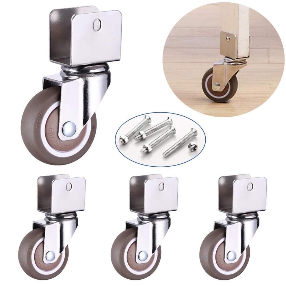 1 Inch Swivel Caster Wheels With Brakes, Small Furniture Replacement Casters For Baby Crib, 4 Pack 9164114598097