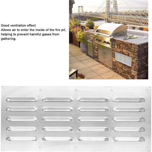 Stainless Steel Fire Pit Ventilation Panel 15 x 6.5 Inch for Grill, Improve Flame Efficiency 2