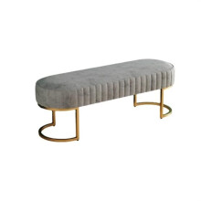 Velvet Storage Ottoman with Metal Base, Elegant Pouf Bench for Living Room or Bedroom Use