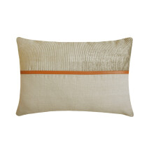 HomeCentric Decoratieve rechthoekige kussenhoes beige 30 x 56 cm, set van 2, corduroy patchwork linnen voor bank, fauteuil, bed, terras - Corduroy