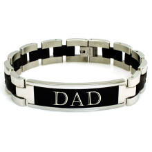 Tioneer Rustfrit Stål 8,25" DAD Graveret Sort ID Armbånd