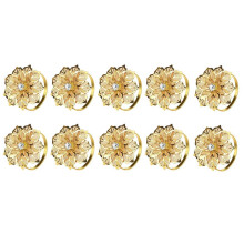 Juego decorativo de 10 anillos para servilletas de tela. Soporte para servilletas. Decoración de cocina y bodas. Color dorado.