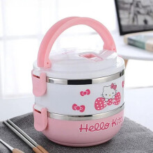 Sanrio Hello Kitty roestvrijstalen lunchbox met dubbele laag, bento-box met cartoonprint, draagbare, geïsoleerde lunchbox met drie lagen.