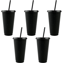 wiederverwendbare Plastikbecher, 710 ml farbige Acrylbecher mit Deckel und Strohhalm, Großpackung Trinkgläser für Eiswasser - geeignet für Partys