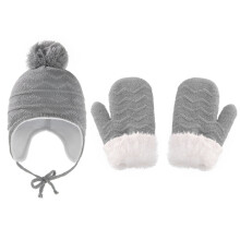 Conjunto de gorros y guantes para bebés y niños pequeños, gorro de punto con orejeras, gorro de forro polar cálido, 1-6T para niñas y niños.