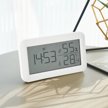 Jacenvly Black Tech digitale wekker met lcd-scherm, thermometer, hygrometer, temperatuur- en vochtigheidsmeter, snooze-functie en kalender -