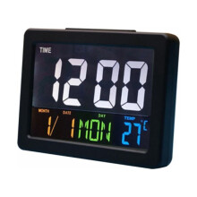 Prettyui Digitale Kalender Wekker Dagklok Kleurrijk Groot Digitaal Display Studenten Wekkers LED Elektronische Bureauklok met Binnentemperatuur