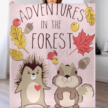 50 x 60 Zoll große, weiche Flanell-Wohndecke für Sofa und Couch, Eichhörnchen- und Igel-Waldmotiv, leichte, warme und flauschige Fleecedecke für