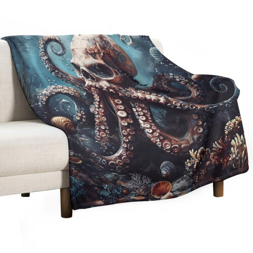Κουβέρτα Octopus Skull Super Soft Χριστουγεννιάτικη Κουβέρτα Flannel Microfiber για Καναπέ-Κρεβάτι,