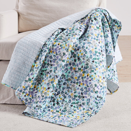 Levtex - Calico Blue - Ριχτάρι καπιτονέ - 50x60 ίντσες - Πινελιές βαφής σε μπλε, μπλε,