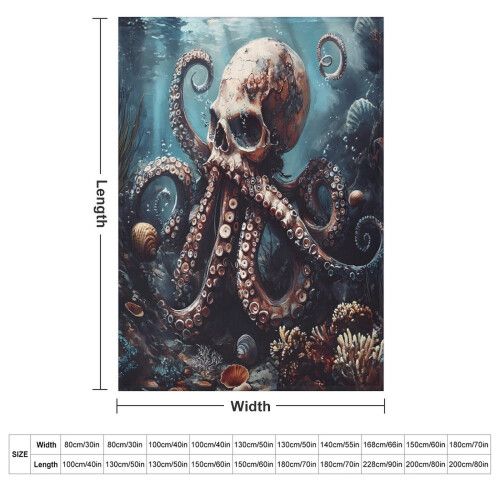 Κουβέρτα Octopus Skull Super Soft Χριστουγεννιάτικη Κουβέρτα Flannel Microfiber για Καναπέ-Κρεβάτι, 1