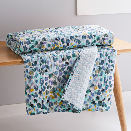 Levtex - Calico Blue - Ριχτάρι καπιτονέ - 50x60 ίντσες - Πινελιές βαφής σε μπλε, μπλε, 1
