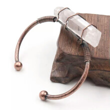 RSAMD Kristallen edelsteen armband, met draad omwikkelde stenen, verstelbare armband - Brons