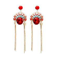 Chinese Peking Opera gezichtsmake-up oorbellen met kwastjes, sieraden cadeau