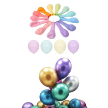 100 stk. 12 tommer pastelfarvede macaron-dekorationsballoner med 50 stk. metalballoner. 12 tommer fødselsdagsmetalballoner.