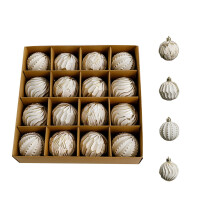 Vintage rustieke kerstballen, 16 stuks, 6 cm, onbreekbaar plastic, landelijke decoratie, verweerde gouden kerstboomhangers, antieke stijl