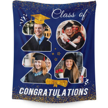 Individuell gestaltete Abschlussdecke für den Jahrgang 2024, 203 x 152 cm, personalisierbar mit Foto, weiches, kuscheliges Geschenk für