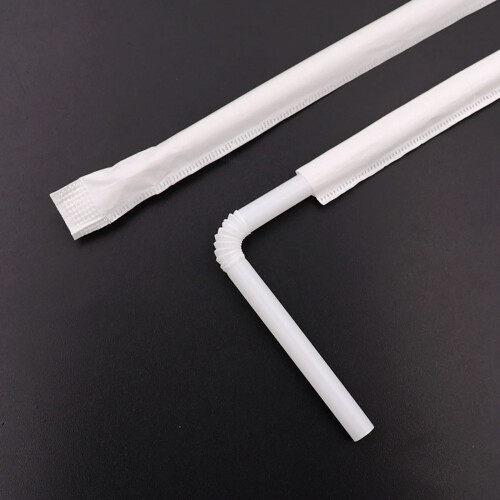 FensXil Straw100PCS Πλαστικά Μαύρα Καλαμάκια Μίας Χρήσης Εύκαμπτα Καλαμάκια για Ποτά σε