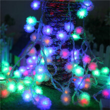 Slabhra Liathróidí Sneachta Plush Nollag 80LED, 10M, comhoiriúnach le Crann Nollag, Maisiúcháin Doras
