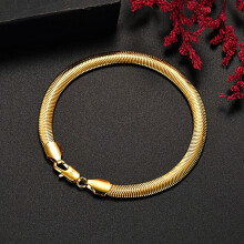 RSAMD18K verguld dames- en herenarmband met slangenhanger, 6 mm, trouwarmband, 20 cm, 8 inch
