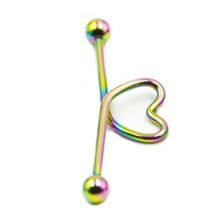 1Pc Unisex Stainless Steel Heart Shaped Cartilage Piercing Industrial Barbell