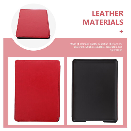 Capa de couro para e-book, compatível com leitores eletrônicos, em PU vermelho superfino. 1