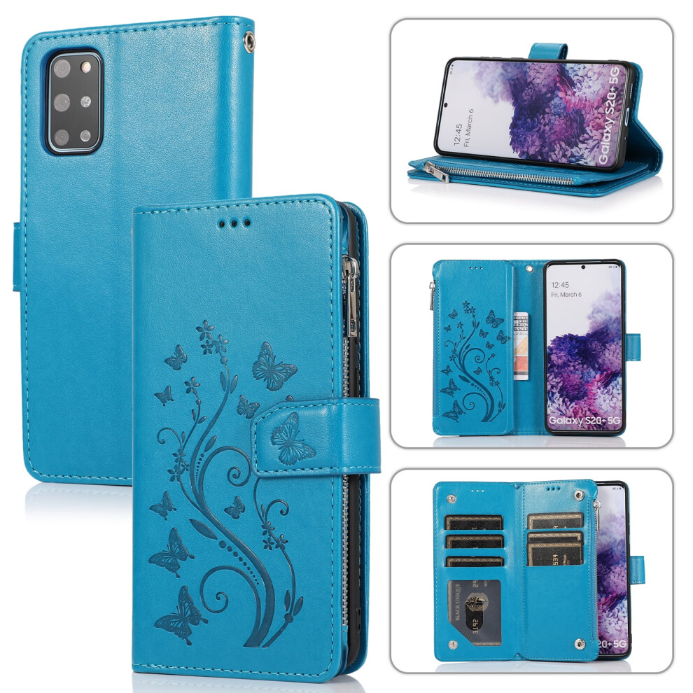 Butterfly Case For Samsung Galaxy S20+ Plus 5G (6.7") - Lightweight Flip Leather Case With Card Holder, Stand, Wallet, Cute Folio Cover (Purple) Purple 9395123144610